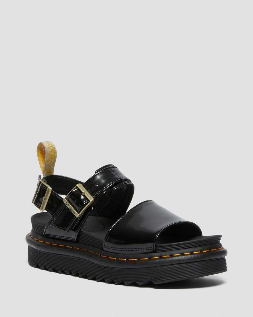 Black Oxford Women\'s Dr Martens Vegan Voss Strap Sandals | 927486-RPV