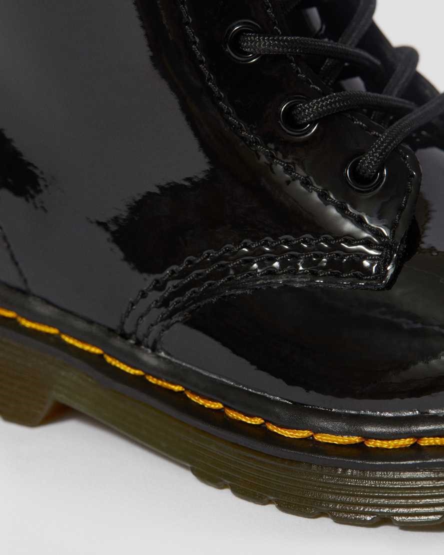 Black Patent Lamper Kids' Dr Martens Infant 1460 Patent Leather Lace Up Boots | 025189-UNI