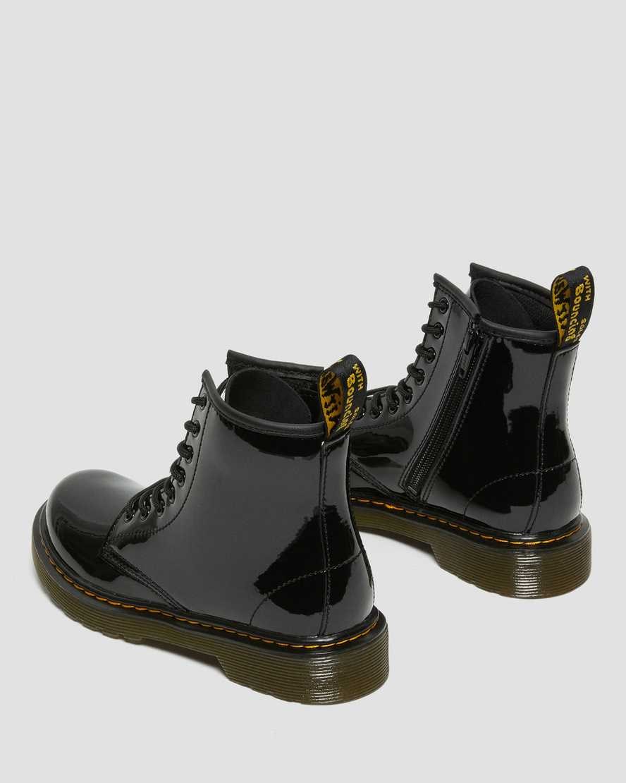 Black Patent Lamper Kids' Dr Martens Junior 1460 Patent Leather Lace Up Boots | 438761-DUM