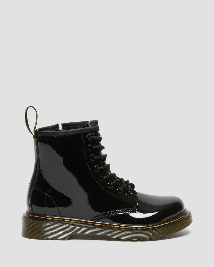 Black Patent Lamper Kids' Dr Martens Junior 1460 Patent Leather Lace Up Boots | 438761-DUM