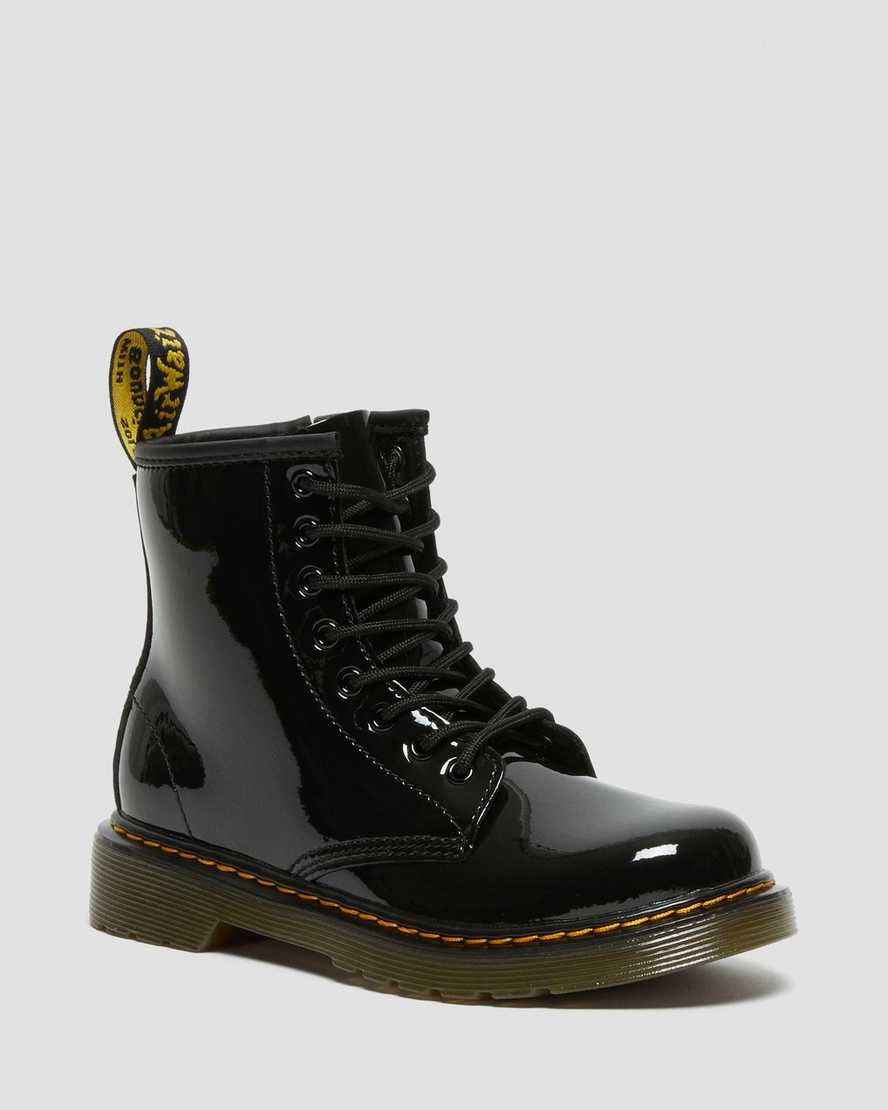 Black Patent Lamper Kids' Dr Martens Junior 1460 Patent Leather Lace Up Boots | 438761-DUM