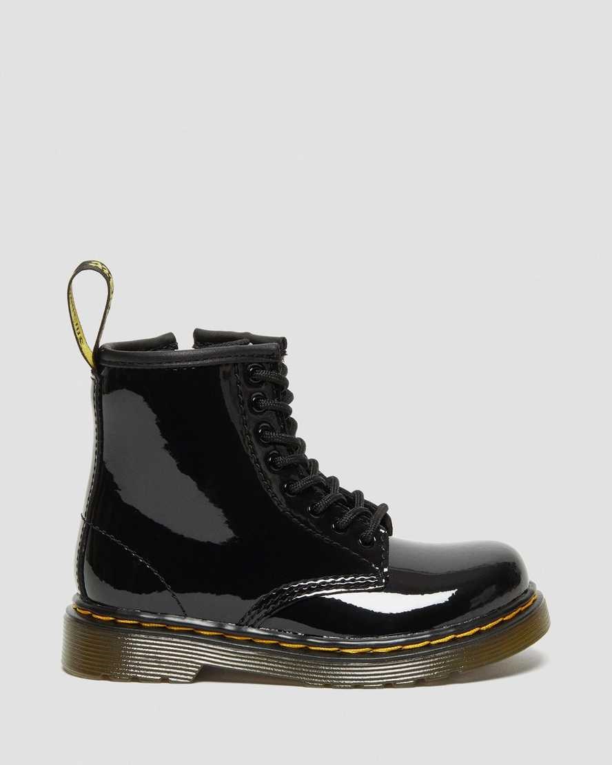 Black Patent Lamper Kids' Dr Martens Toddler 1460 Patent Leather Lace Up Boots | 386794-IDM