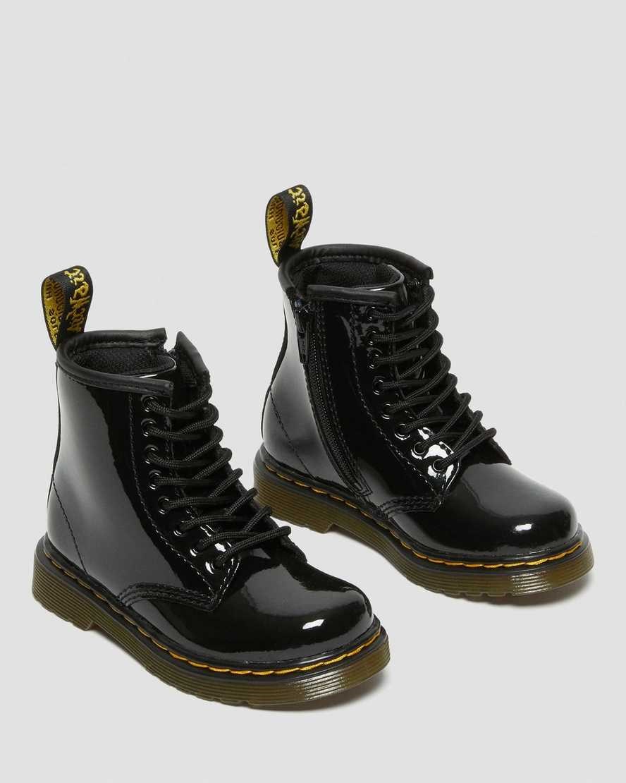 Black Patent Lamper Kids' Dr Martens Toddler 1460 Patent Leather Lace Up Boots | 386794-IDM