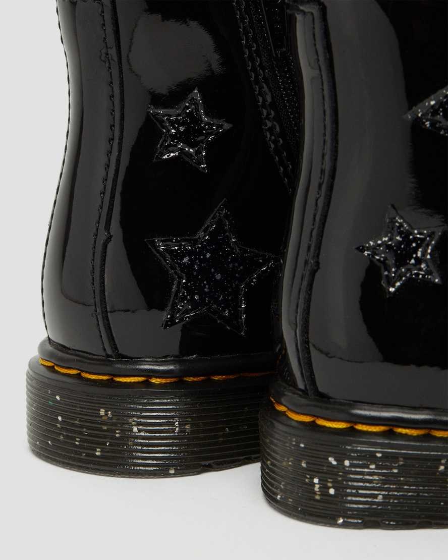 Black Patent Lamper Kids' Dr Martens Toddler 1460 Glitter Star Patent Lace Up Boots | 925841-PSA