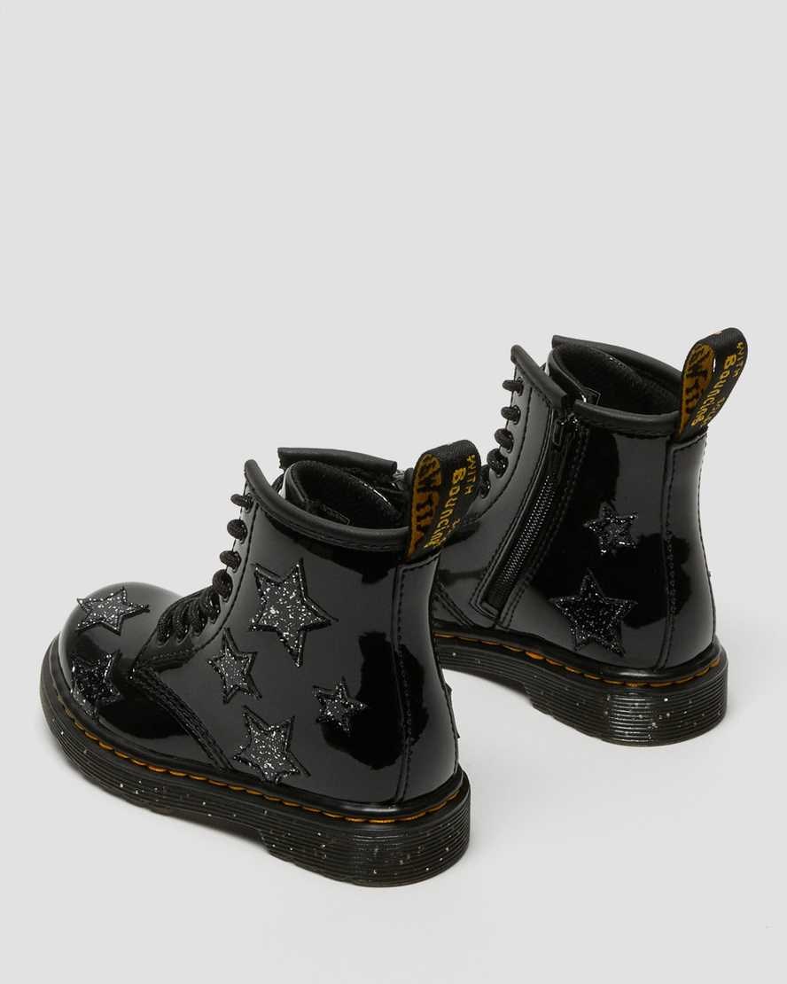 Black Patent Lamper Kids' Dr Martens Toddler 1460 Glitter Star Patent Lace Up Boots | 925841-PSA