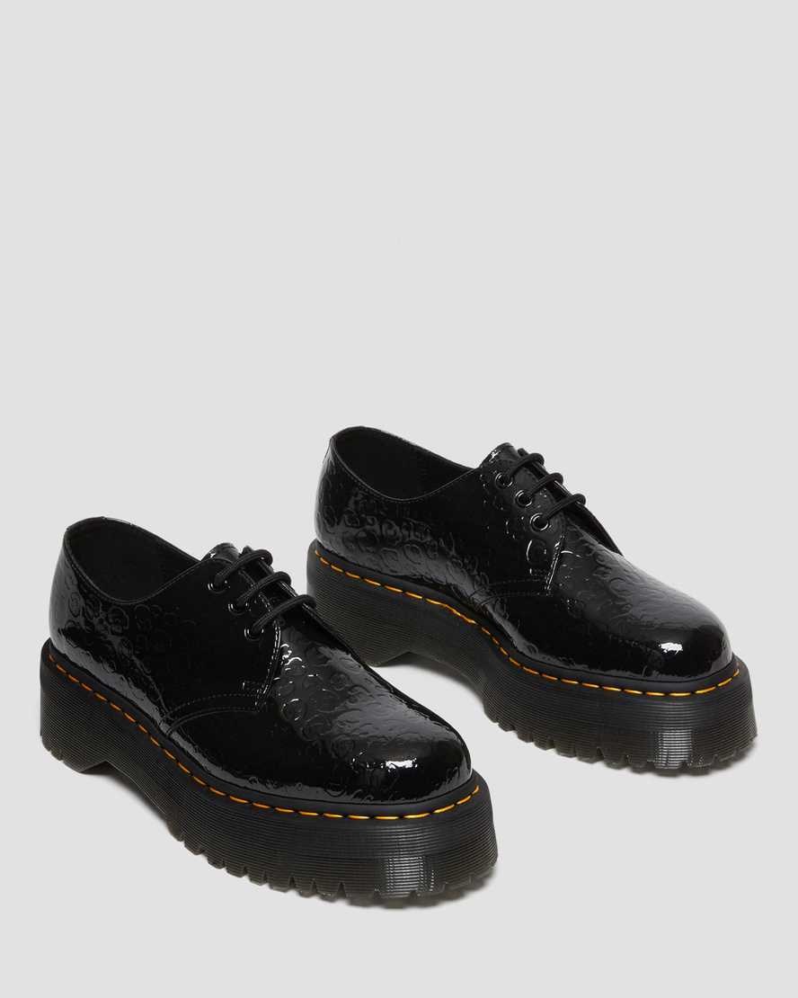 Black Patent Lamper Leopard Emboss Men's Dr Martens 1461 Leopard Emboss Patent Leather Oxford Shoes | 390815-IGQ