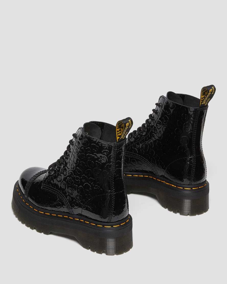 Black Patent Lamper Leopard Emboss Men's Dr Martens Sinclair Leopard Emboss Patent Leather Zip Up Boots | 428375-XRP