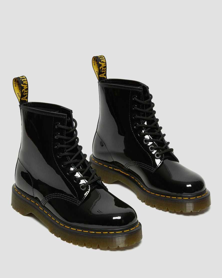 Black Patent Lamper Men's Dr Martens 1460 Bex Patent Leather Lace Up Boots | 189740-LOH