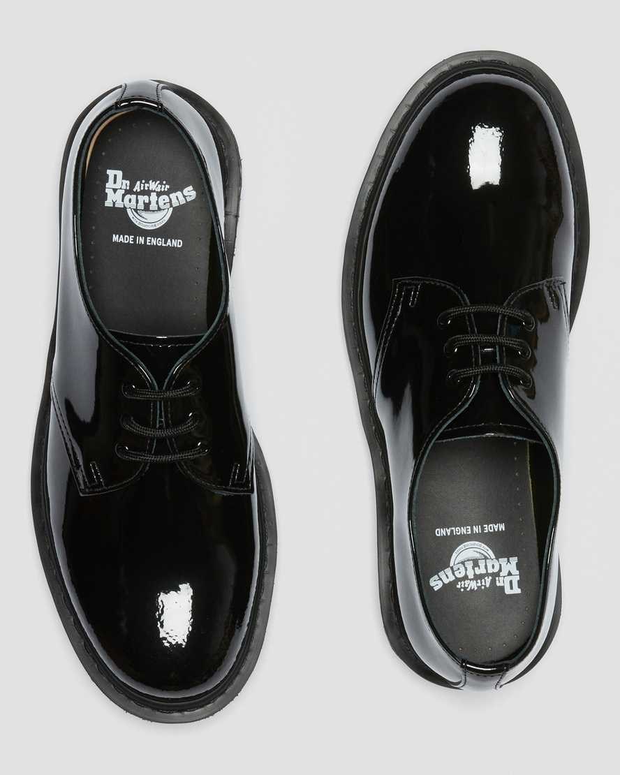 Black Patent Lamper Men's Dr Martens 1461 Made in England Mono Patent Leather Oxford Shoes | 970563-QFV