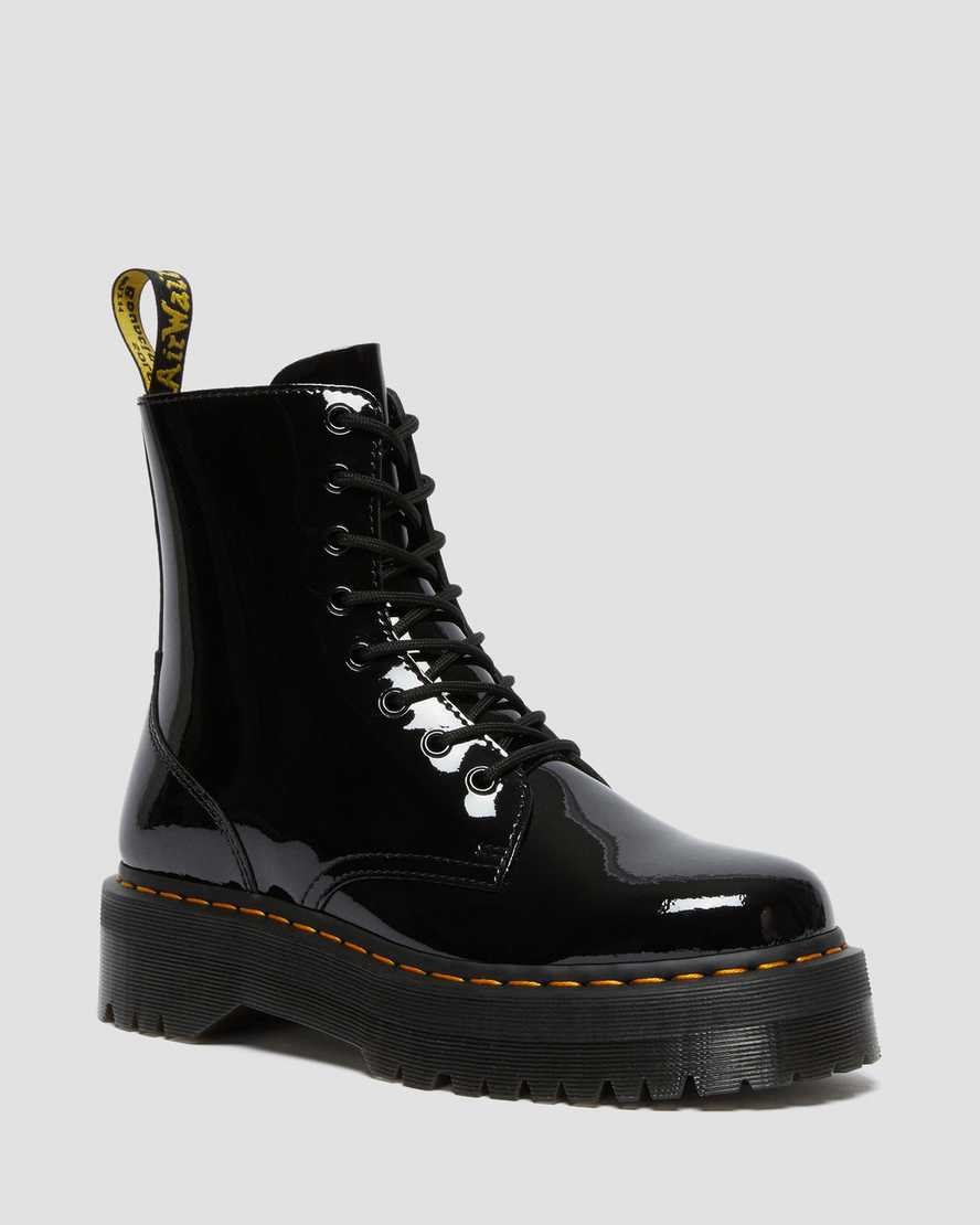 Black Patent Lamper Men\'s Dr Martens Jadon Patent Leather Ankle Boots | 648052-KGF