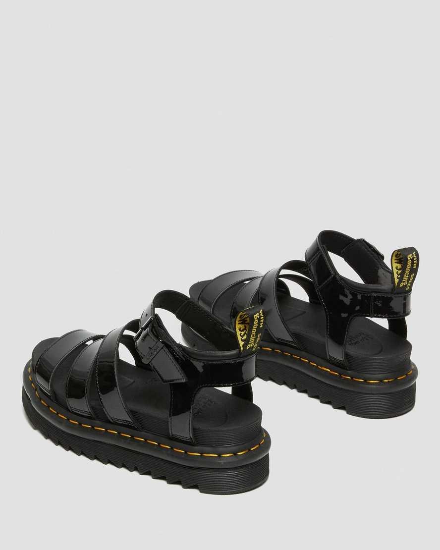 Black Patent Lamper Women's Dr Martens Blaire Patent Leather Patent Sandals | 130972-VYL