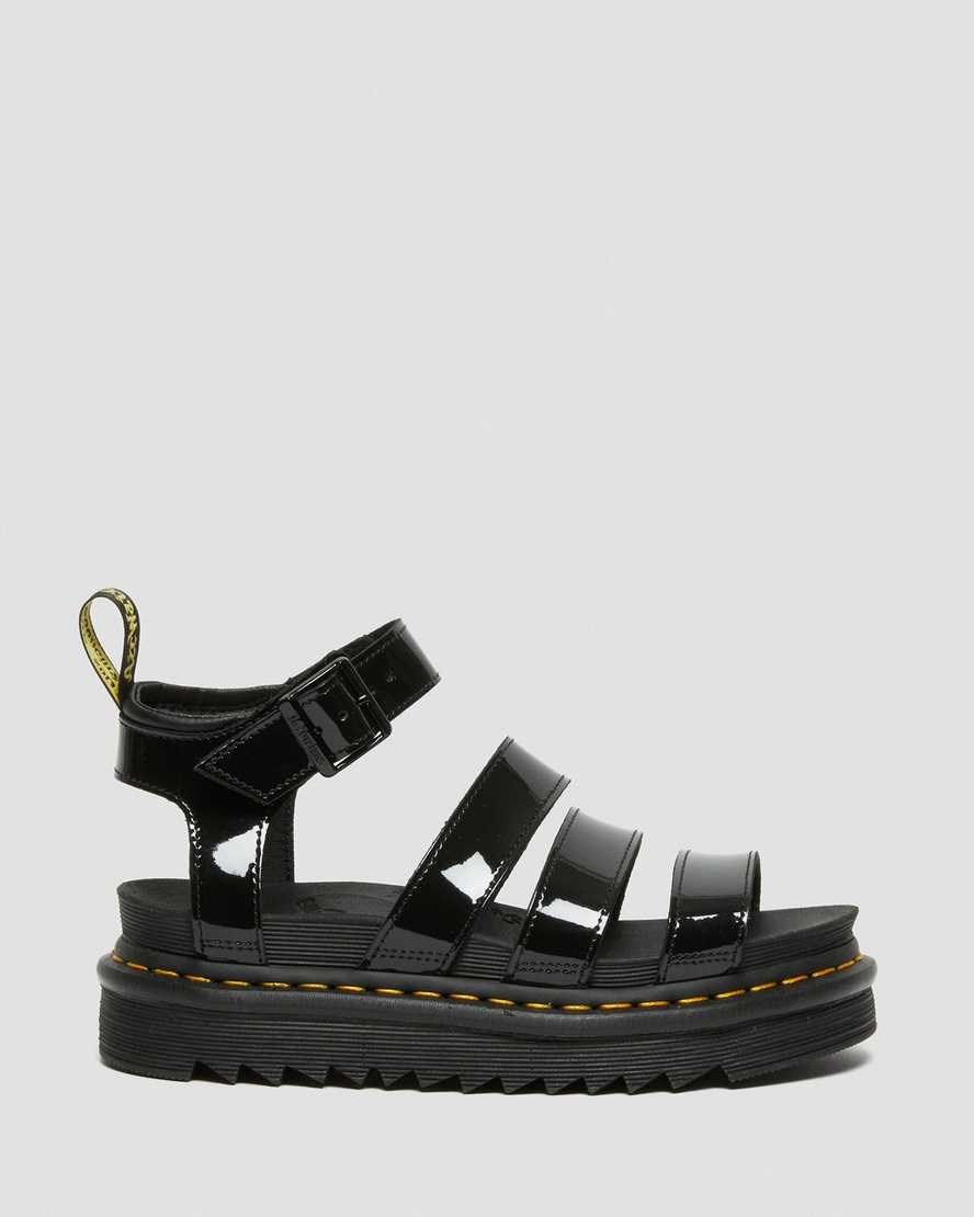 Black Patent Lamper Women's Dr Martens Blaire Patent Leather Patent Sandals | 130972-VYL