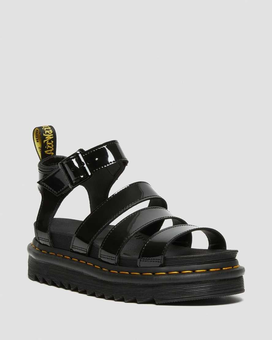 Black Patent Lamper Women\'s Dr Martens Blaire Patent Leather Patent Sandals | 130972-VYL