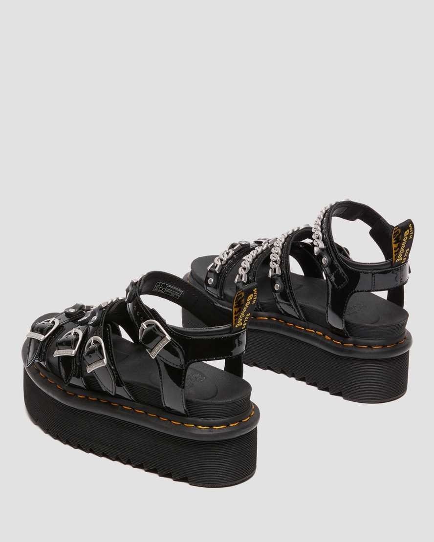 Black Patent Lamper Women's Dr Martens Blaire II Chain Patent Leather Patent Sandals | 583267-EIQ