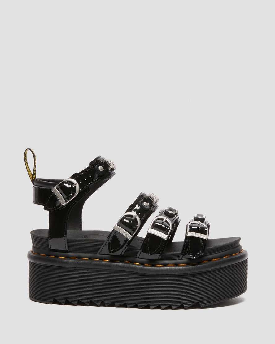 Black Patent Lamper Women's Dr Martens Blaire II Chain Patent Leather Patent Sandals | 583267-EIQ