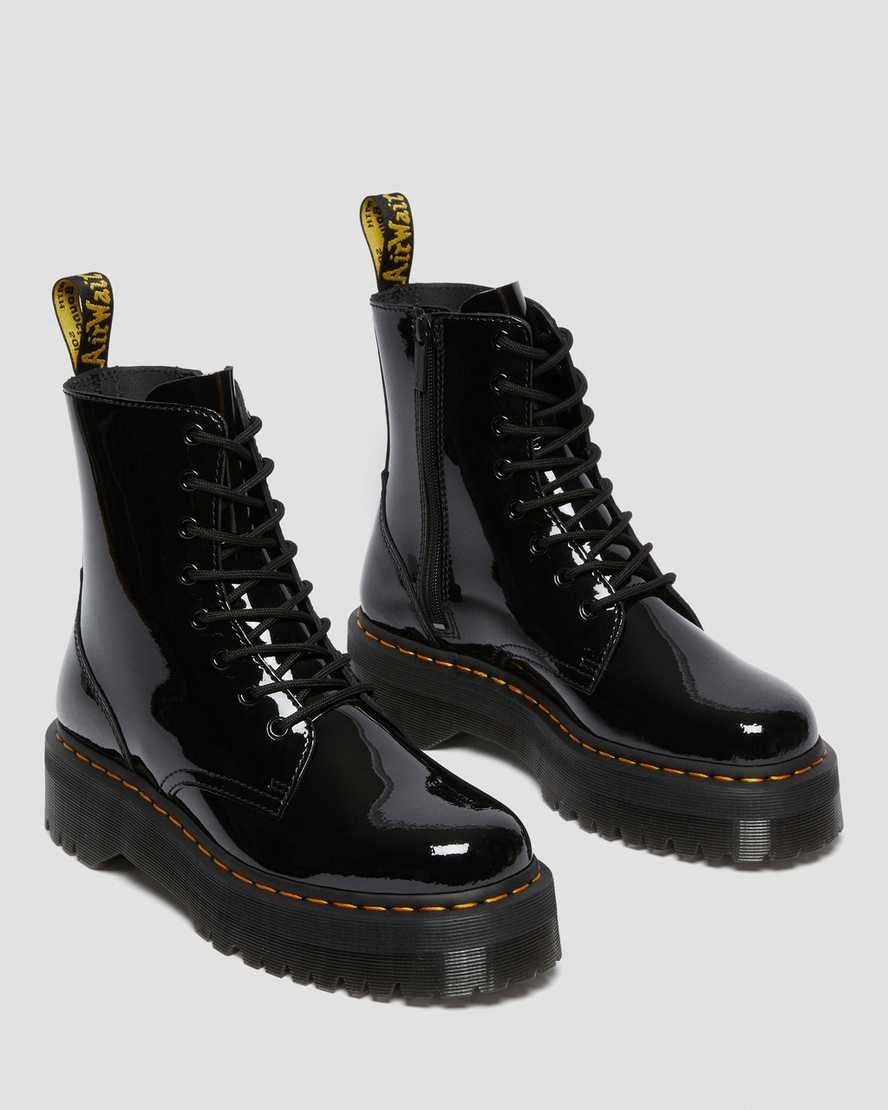 Black Patent Lamper Women's Dr Martens Jadon Patent Leather Zip Up Boots | 062839-MTC