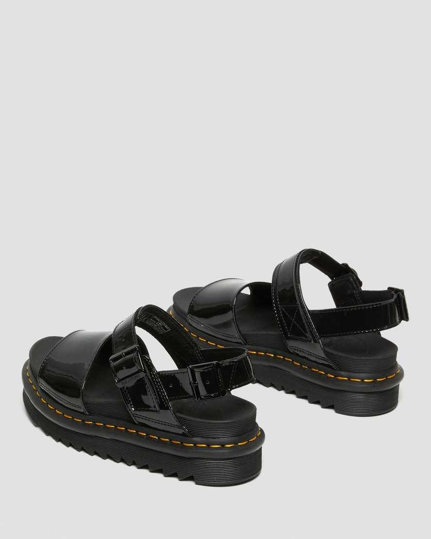 Black Patent Lamper Women's Dr Martens Voss Patent Leather Strap Sandals | 832196-RSY