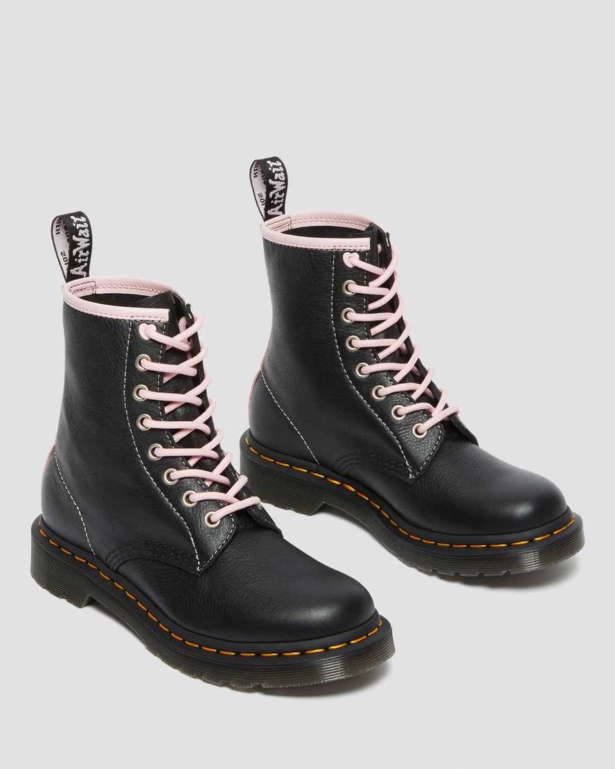 Black Pink  Women's Dr Martens 1460 Contrast Leather Ankle Boots | 628153-MIZ