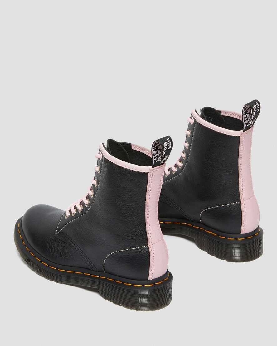 Black Pink  Women's Dr Martens 1460 Contrast Leather Ankle Boots | 628153-MIZ