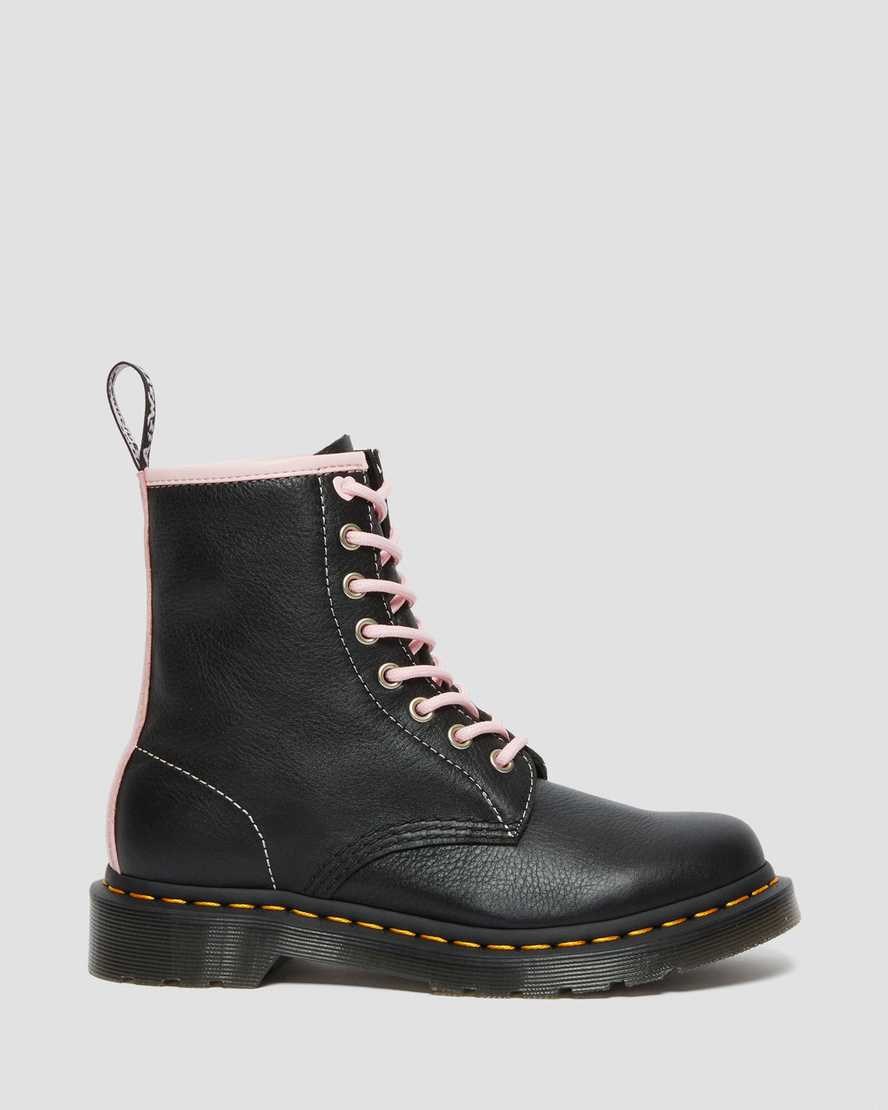 Black Pink  Women's Dr Martens 1460 Contrast Leather Ankle Boots | 628153-MIZ