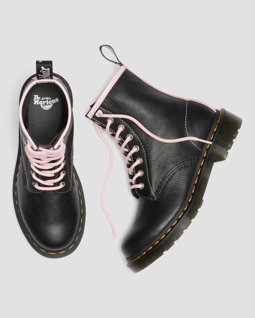 Black Pink Women's Dr Martens 1460 Contrast Leather Lace Up Boots | 982351-LJB