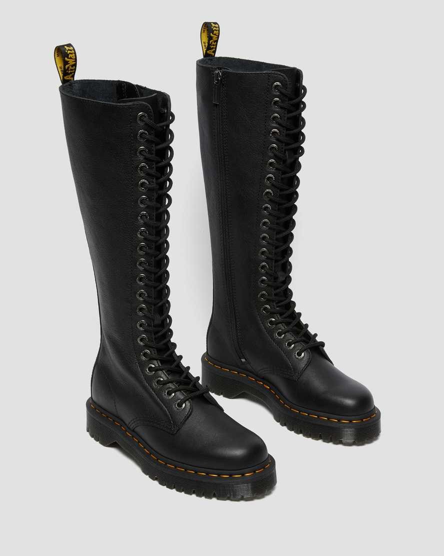 Black Pisa Men's Dr Martens 1B60 Bex Pisa Leather Knee High Zip Up Boots | 648213-KHG