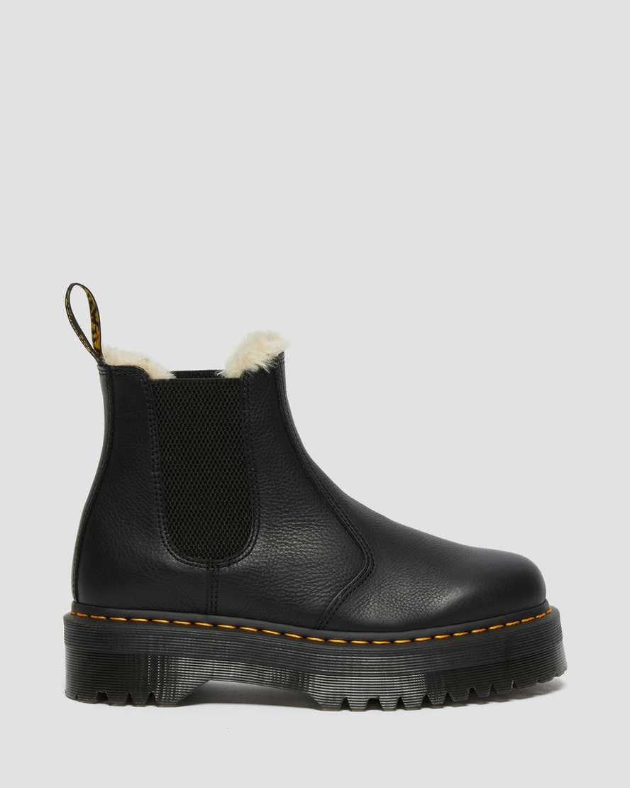 Black Pisa Men's Dr Martens 2976 Faux Fur Lined Platform Ankle Boots | 387952-YCB