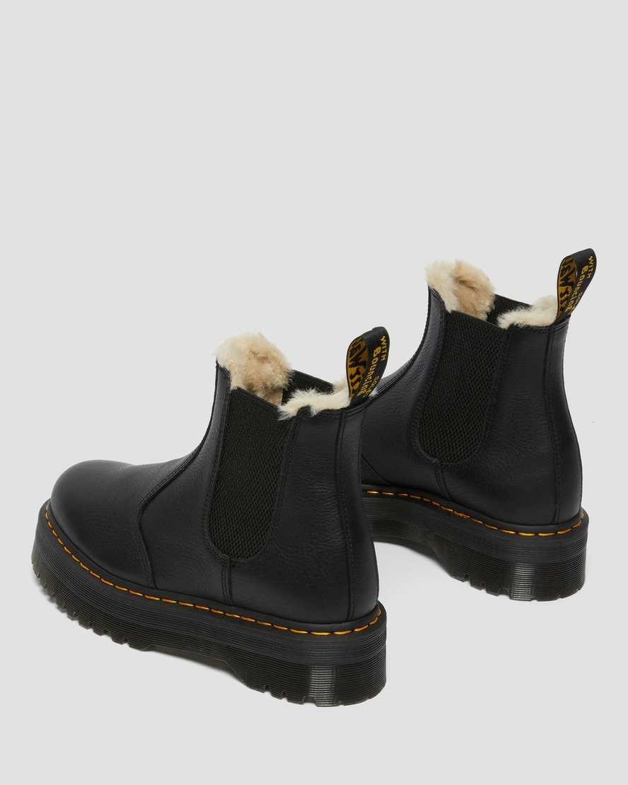 Black Pisa Women's Dr Martens 2976 Faux Fur Lined Platform Chelsea Boots | 103659-BIL