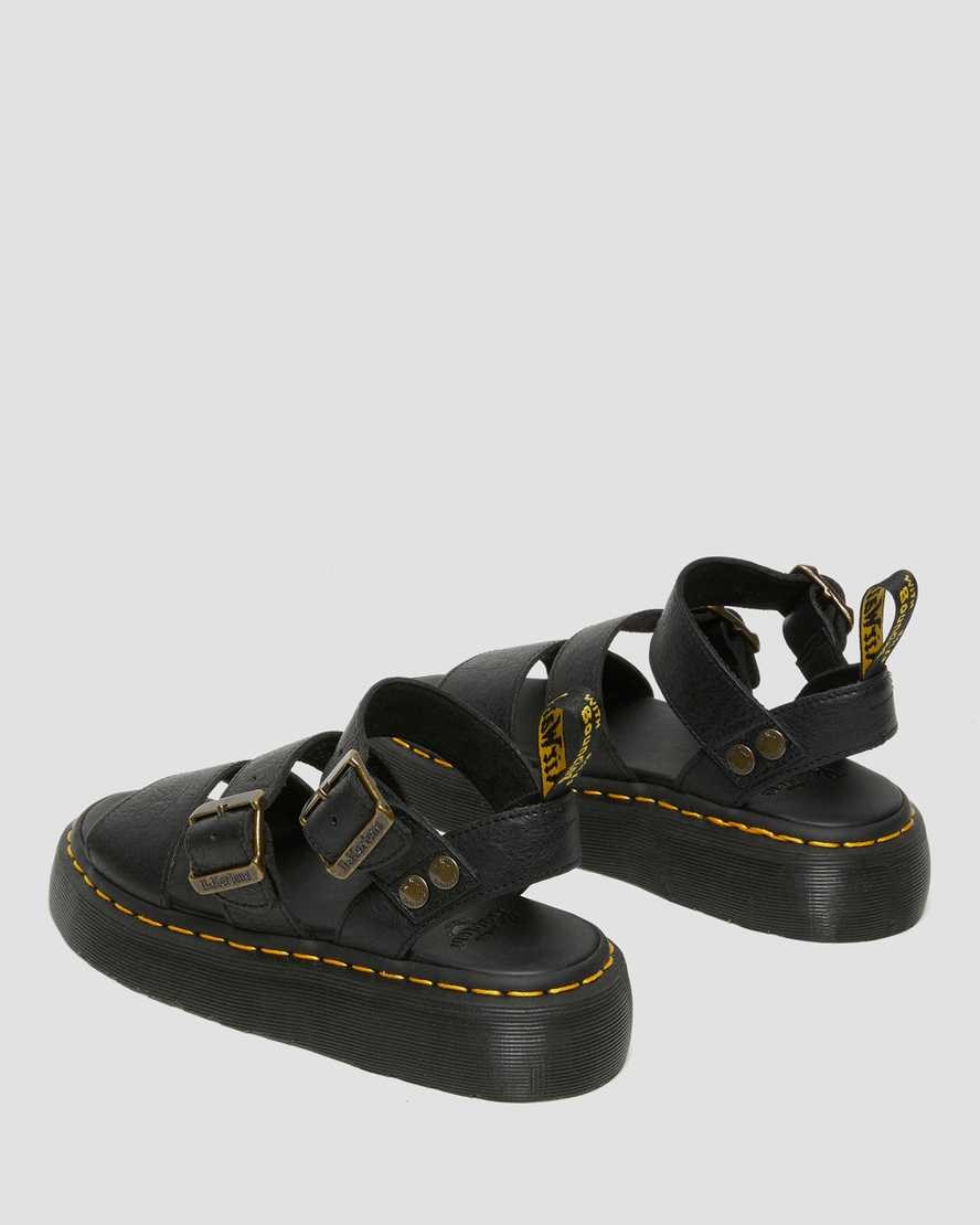 Black Pisa Women's Dr Martens Gryphon Platform Gladiator Sandals | 321798-TLR