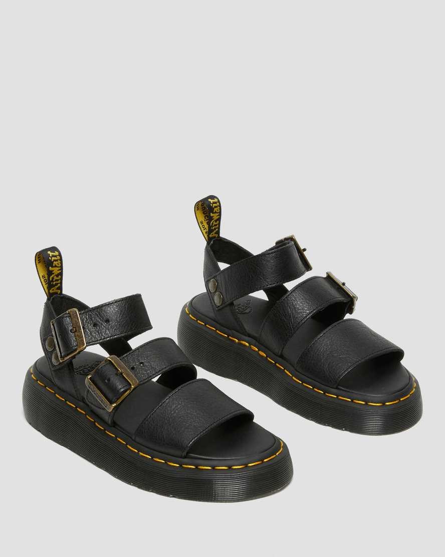 Black Pisa Women's Dr Martens Gryphon Platform Gladiator Sandals | 321798-TLR