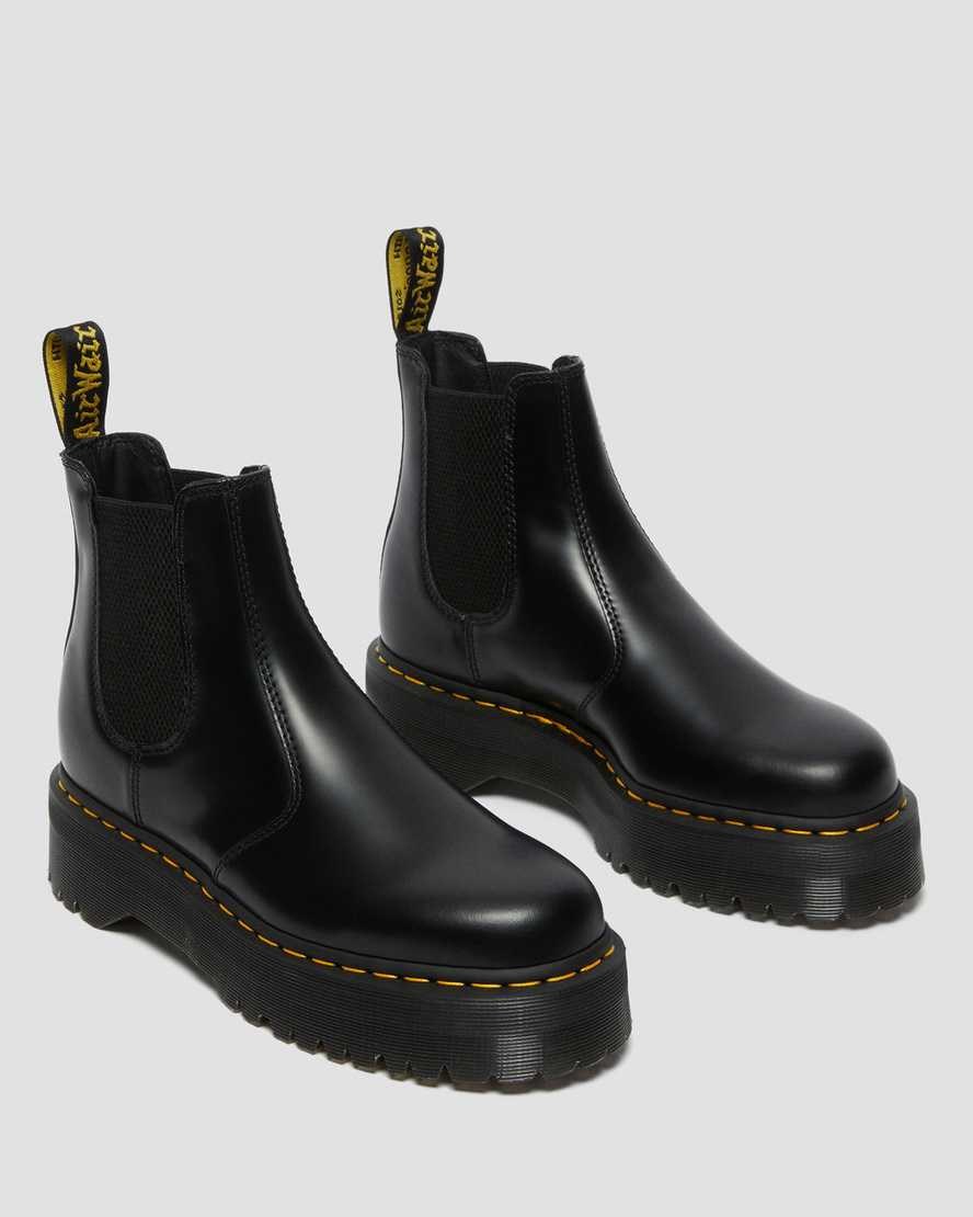 Black Polished Smooth Men's Dr Martens 2976 Polished Smooth Platform Ankle Boots | 162853-GAP