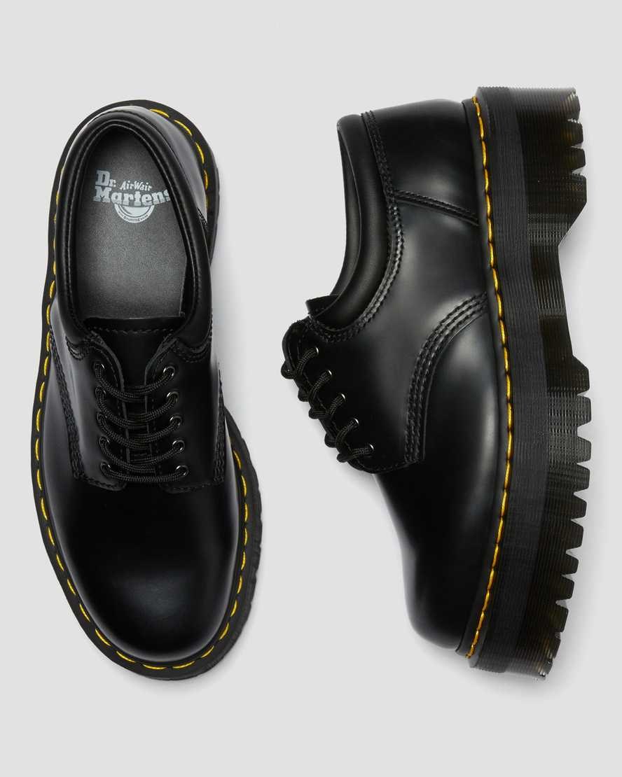 Black Polished Smooth Men's Dr Martens 8053 Leather Platform Oxford Shoes | 632409-JOI