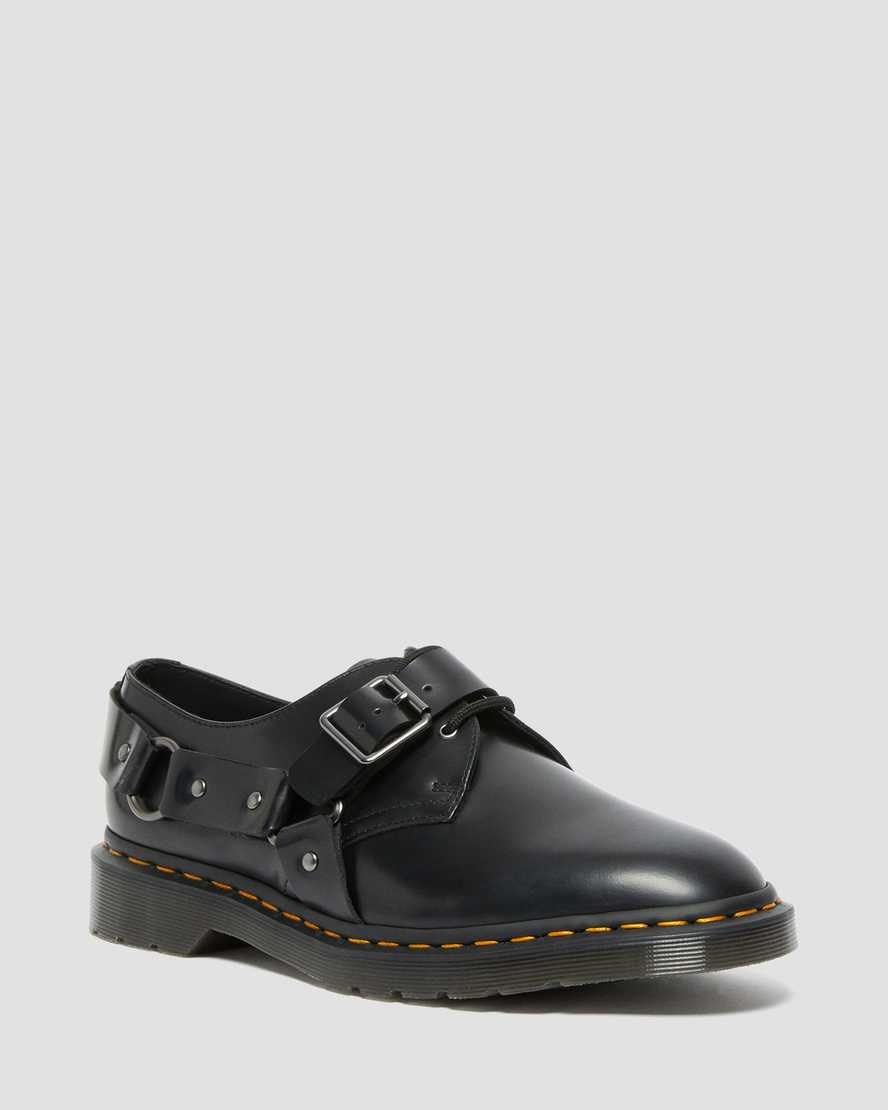 Black Polished Smooth Men\'s Dr Martens Henree Polished Smooth Leather Oxford Shoes | 048692-DKO