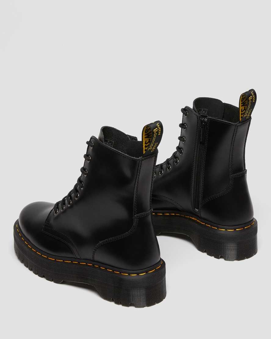 Black Polished Smooth Men's Dr Martens Jadon Smooth Leather Ankle Boots | 410582-XEI