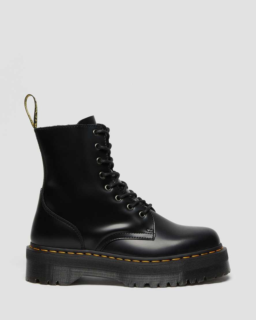 Black Polished Smooth Men's Dr Martens Jadon Smooth Leather Ankle Boots | 410582-XEI