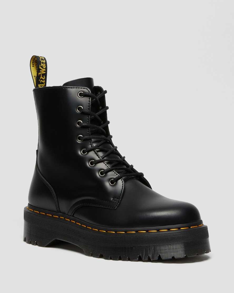 Black Polished Smooth Men\'s Dr Martens Jadon Smooth Leather Ankle Boots | 410582-XEI