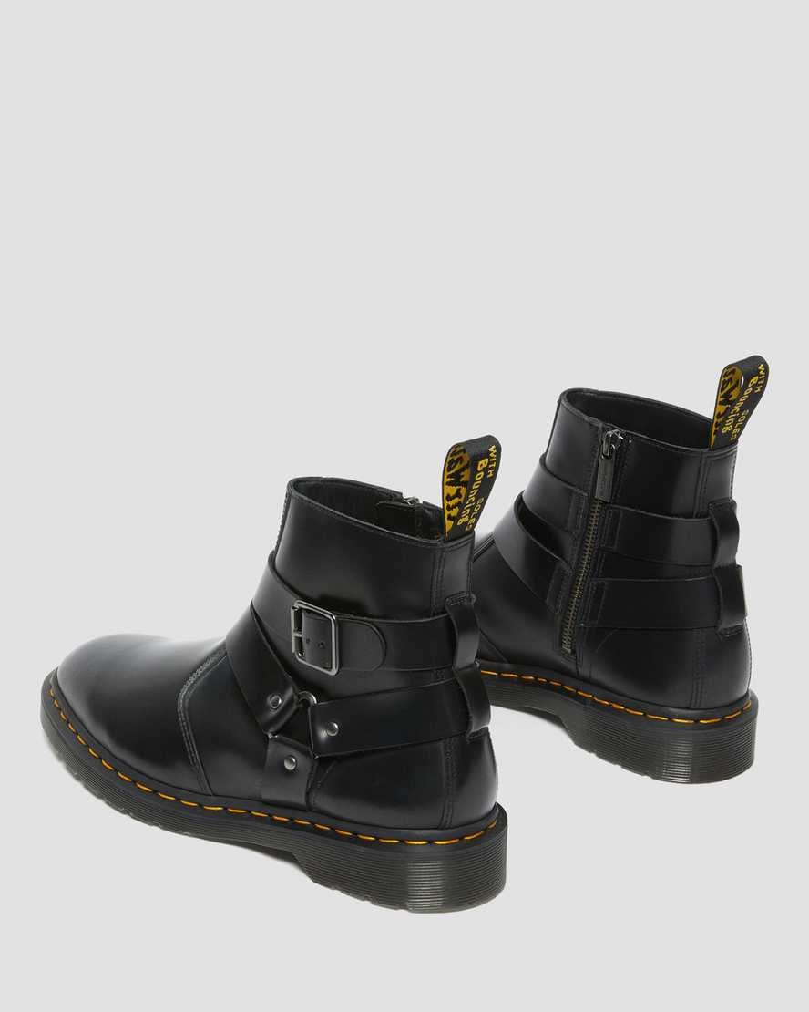 Black Polished Smooth Men's Dr Martens Jaimes Leather Harness Lace Up Boots | 473896-YIG