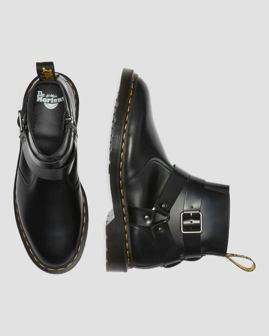 Black Polished Smooth Men's Dr Martens Jaimes Leather Harness Lace Up Boots | 473896-YIG