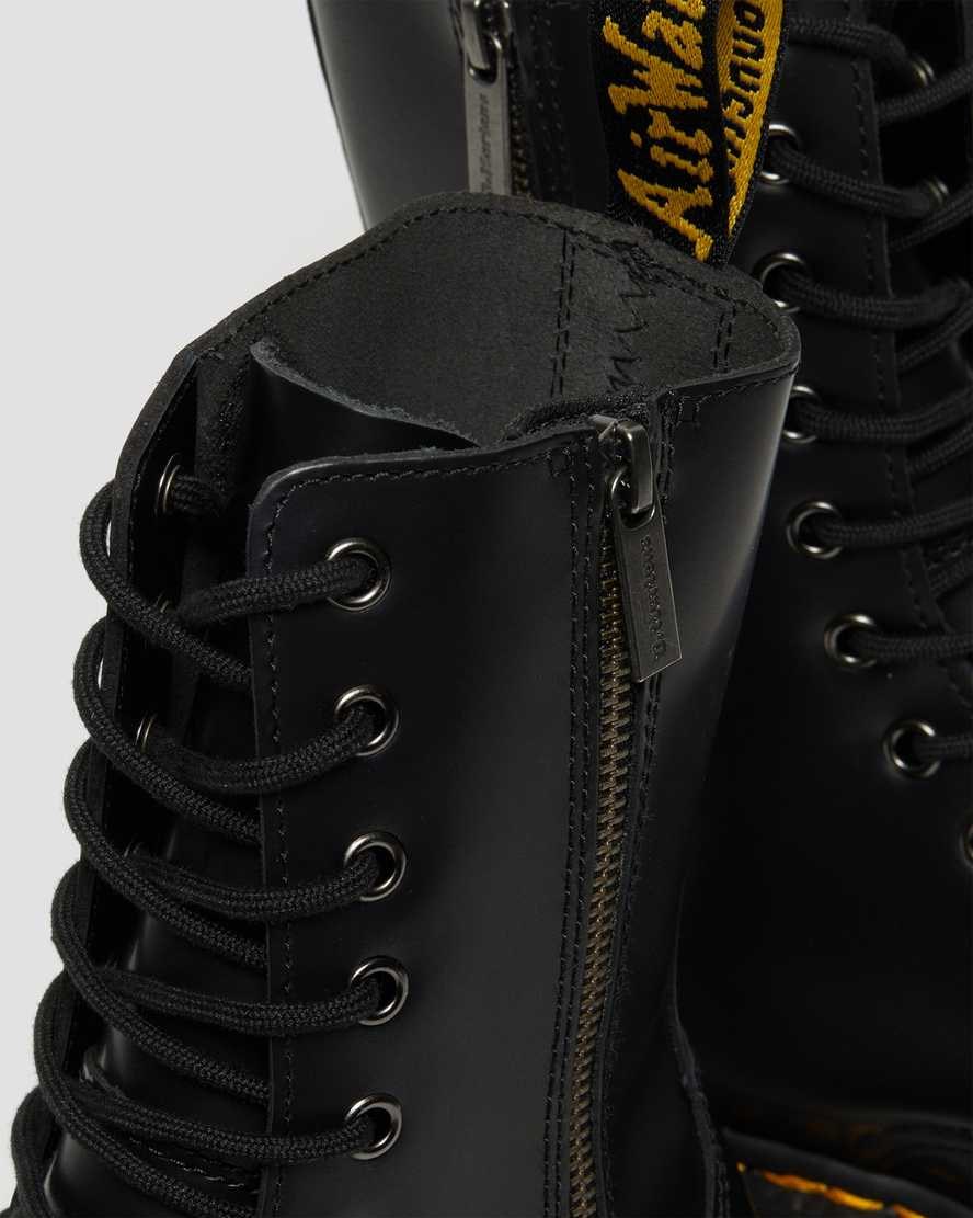 Black Polished Smooth Men's Dr Martens Jadon Hi Smooth Leather Lace Up Boots | 915768-TLA