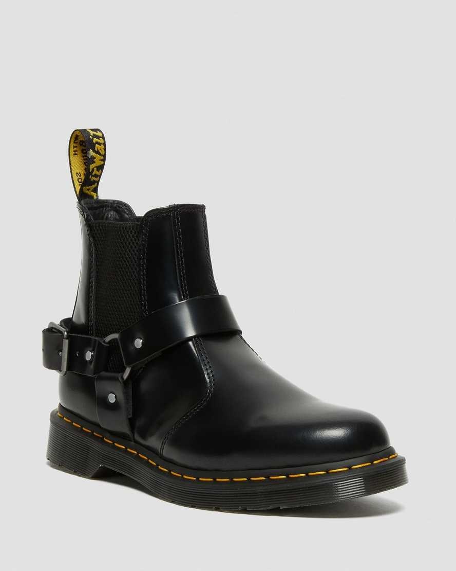 Black Polished Smooth Men\'s Dr Martens Wincox Smooth Leather Chelsea Boots | 410583-RFL