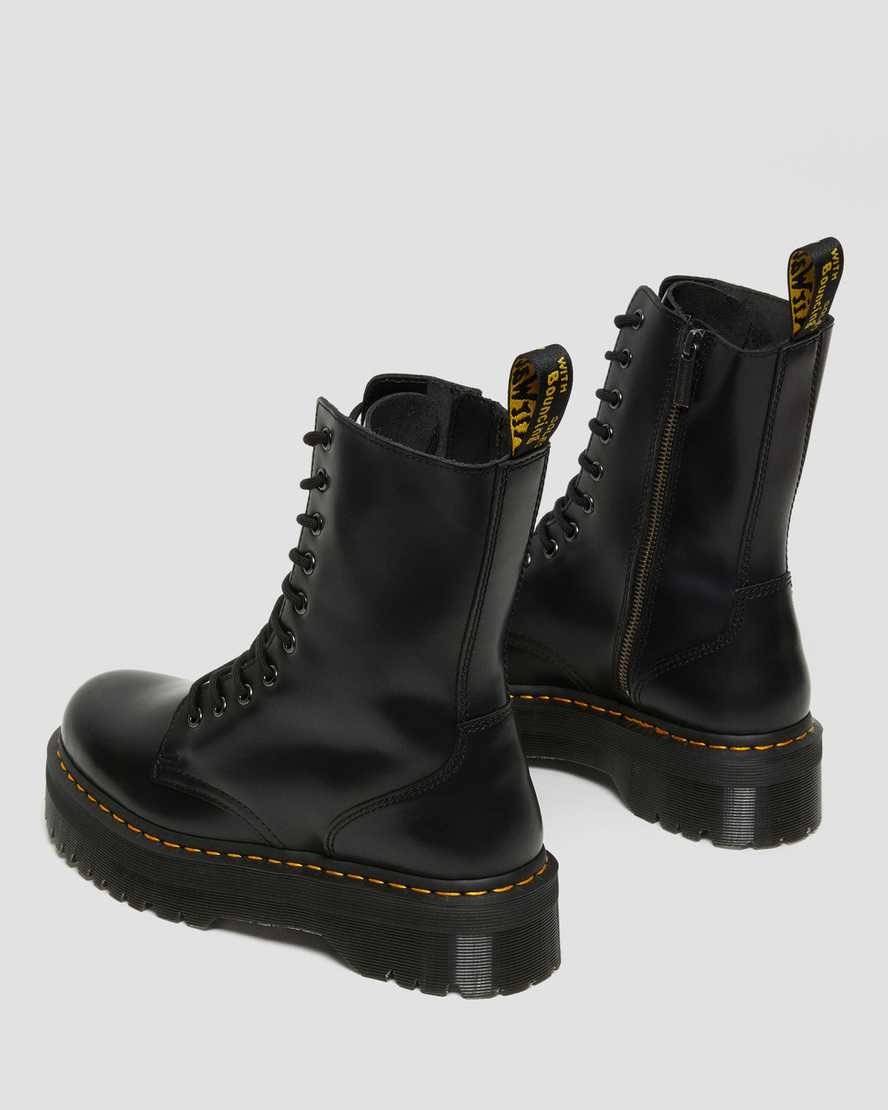 Black Polished Smooth Women's Dr Martens Jadon Hi Smooth Leather Lace Up Boots | 263015-JQU