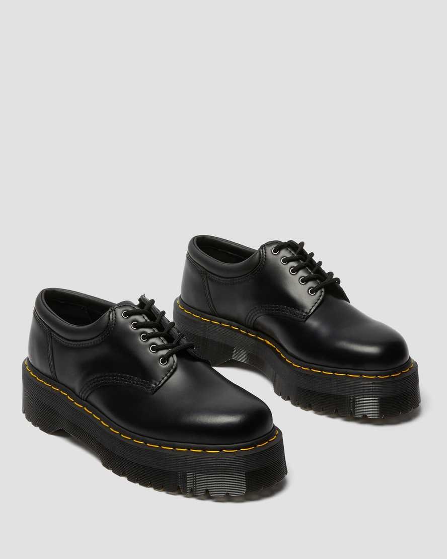 Black Polished Smooth Women's Dr Martens 8053 Leather Platform Casual Shoes | 378501-PNB