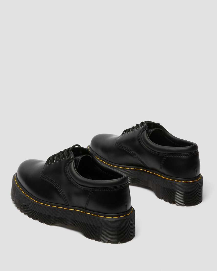 Black Polished Smooth Women's Dr Martens 8053 Leather Platform Casual Shoes | 378501-PNB