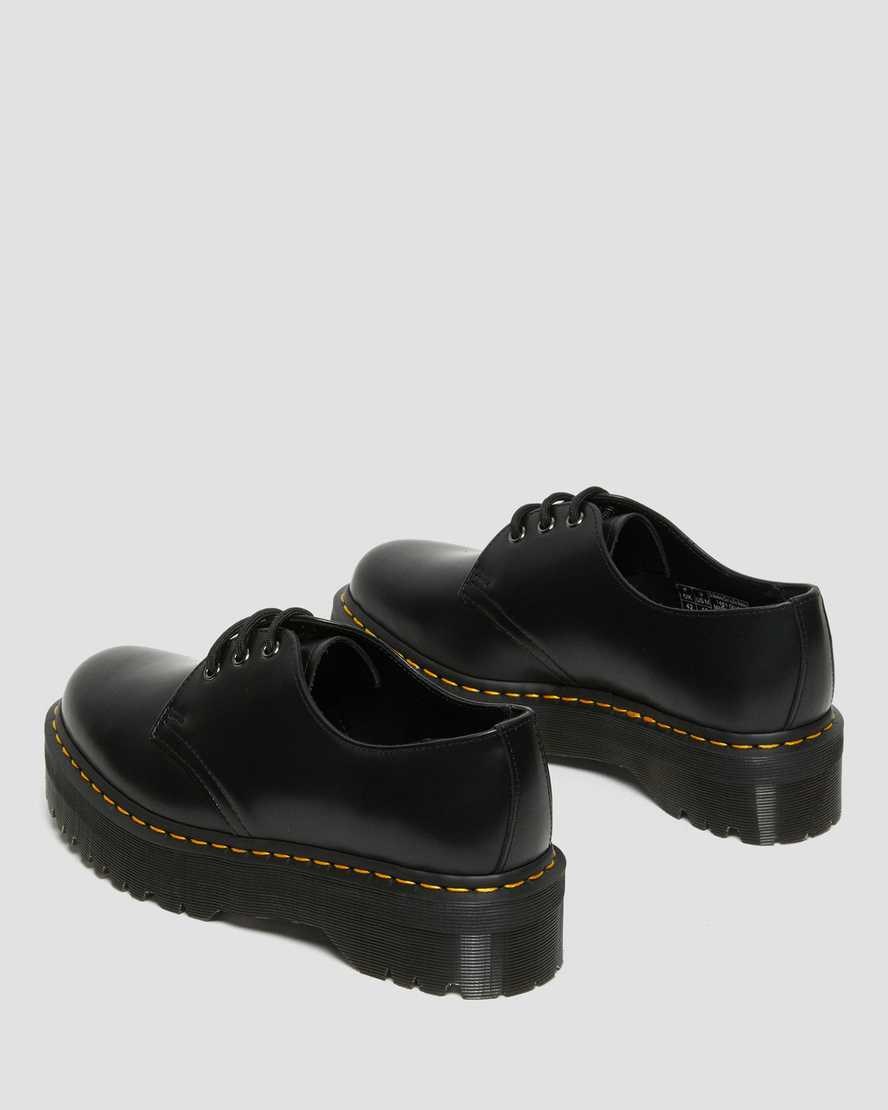 Black Polished Smooth Women's Dr Martens 1461 Smooth Leather Platform Shoes | 450139-ISG