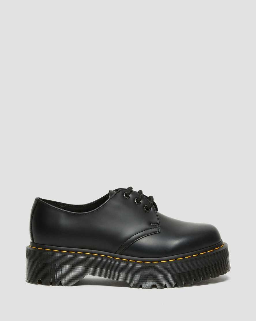 Black Polished Smooth Women's Dr Martens 1461 Smooth Leather Platform Shoes | 450139-ISG