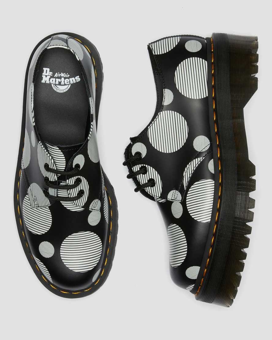 Black Polka Dot Smooth Men's Dr Martens 1461 Polka Dot Smooth Leather Oxford Shoes | 180497-XUW