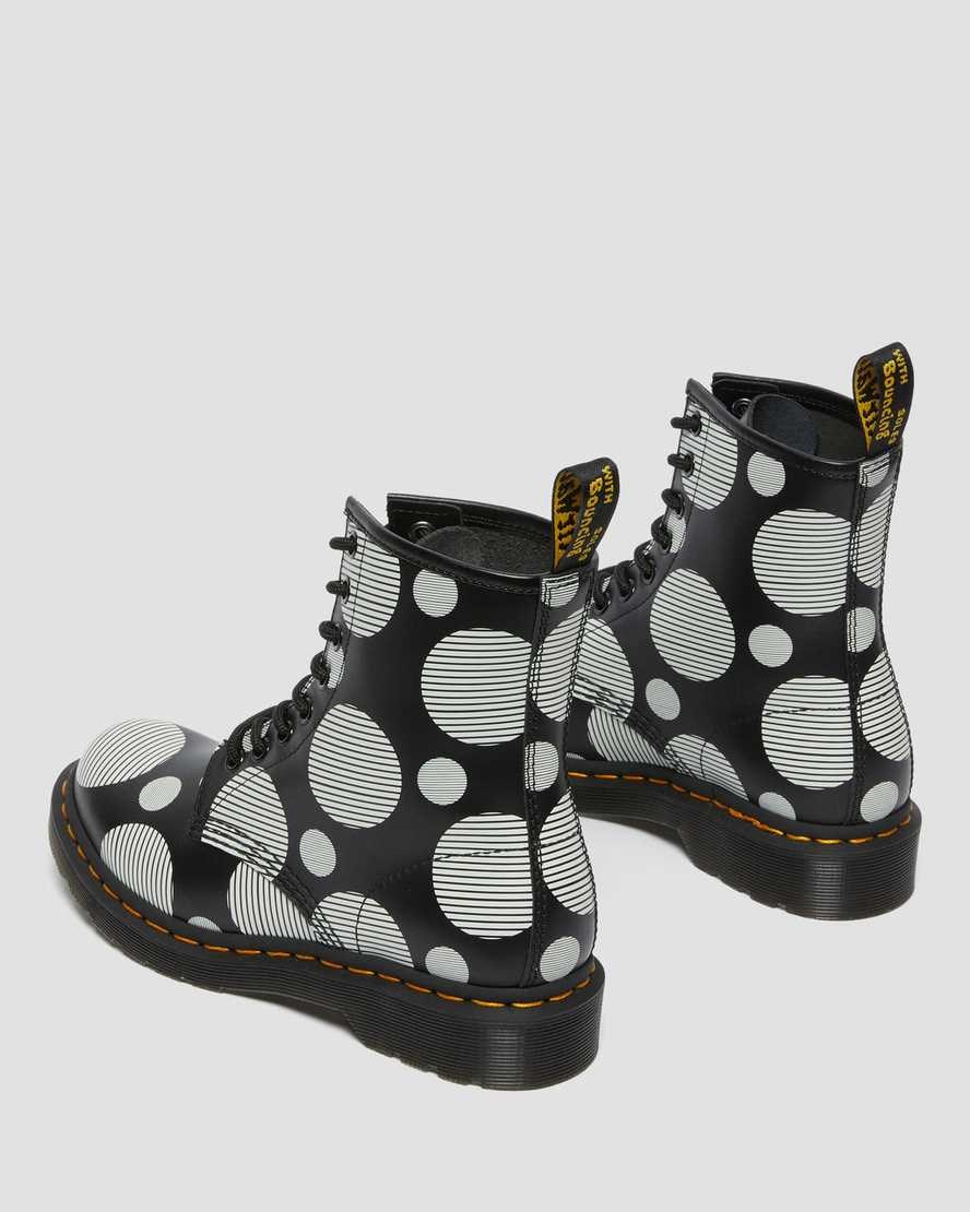 Black Polka Dot Smooth Women's Dr Martens 1460 Polka Dot Smooth Leather Lace Up Boots | 054137-CQP