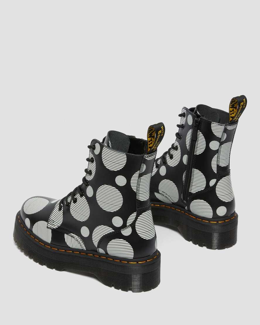 Black Polka Dot Smooth Women's Dr Martens Jadon Polka Dot Smooth Leather Ankle Boots | 365782-AWF