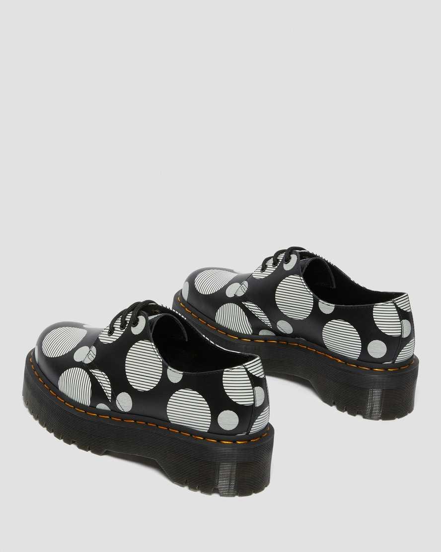 Black Polka Dot Smooth Women's Dr Martens 1461 Polka Dot Smooth Leather Platform Shoes | 743261-BJF