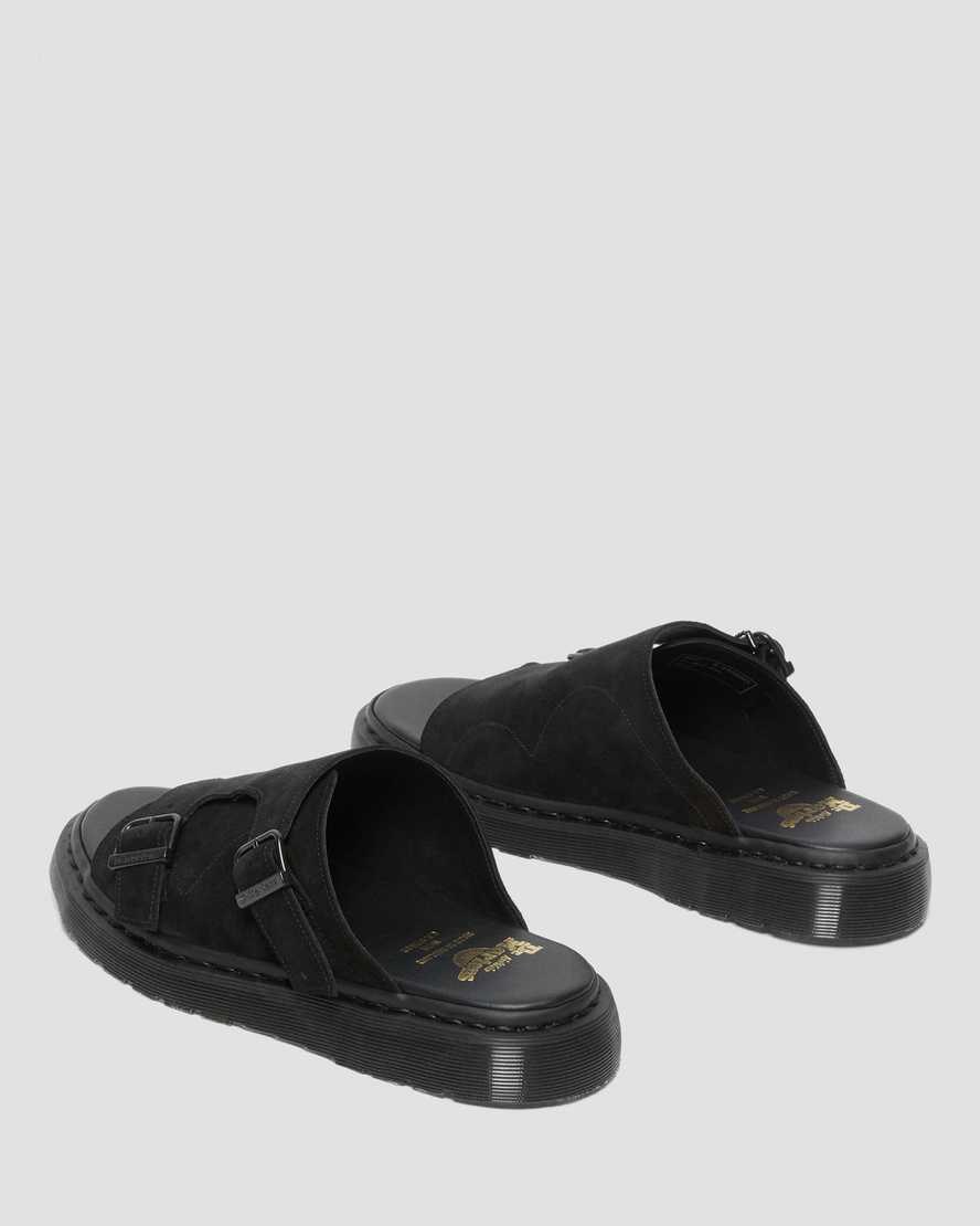 Black Repello Calf Suede Women's Dr Martens Dayne Made in England Suede Slide Sandals | 291056-YMQ